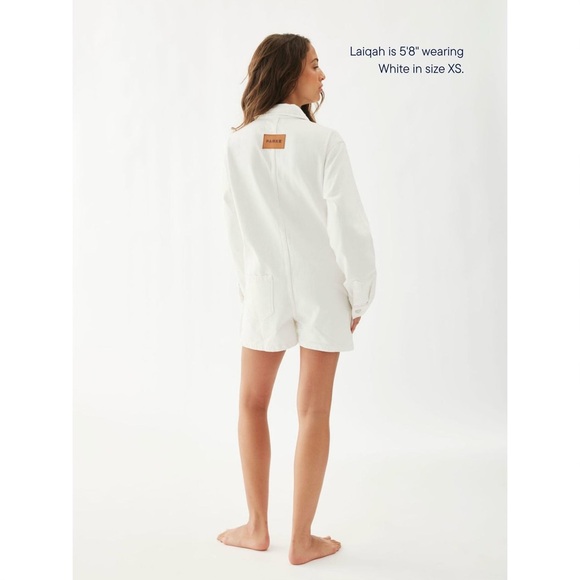 Parke Long Sleeve Denim Romper in White - Size XS - Picture 6 of 6